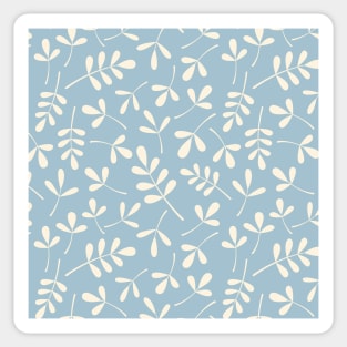 Assorted Leaf Silhouettes Cream on Blue Sticker